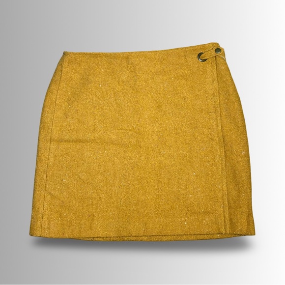 Banana Republic Dresses & Skirts - Banana Republic Mustard Yellow Wool Blend Faux Wrap Mini Skirt, Lined, Size 8